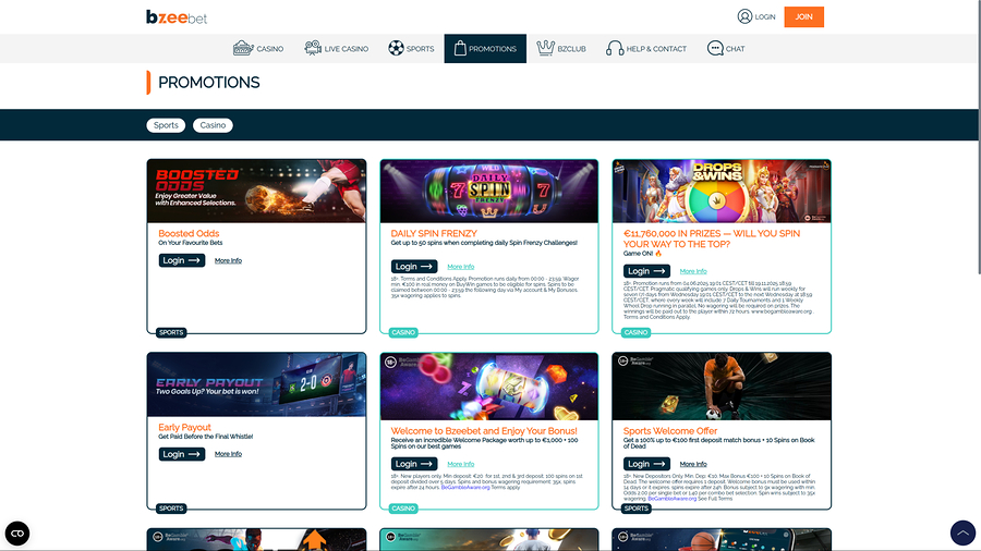 Bzeebet Casino Desktop Promotions