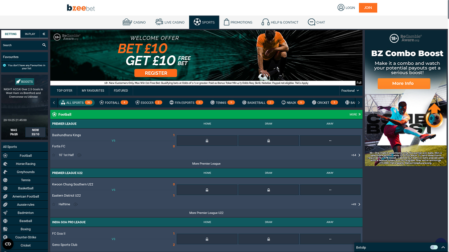 Bzeebet Casino Desktop Sports Betting