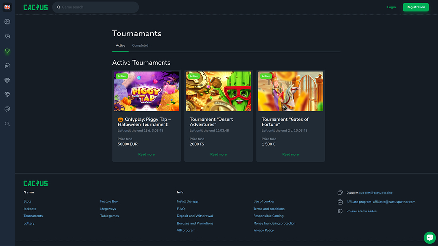 Cactus Casino Desktop Tournaments