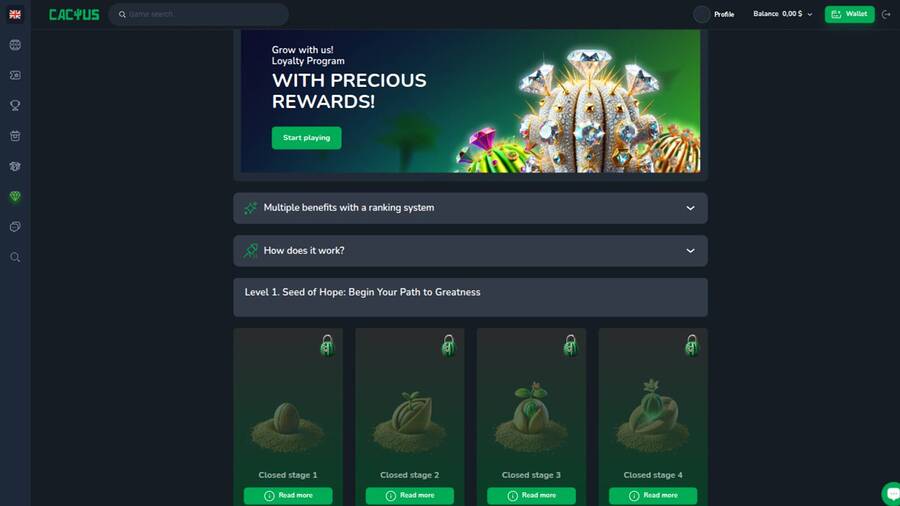 Cactus Casino VIP Program