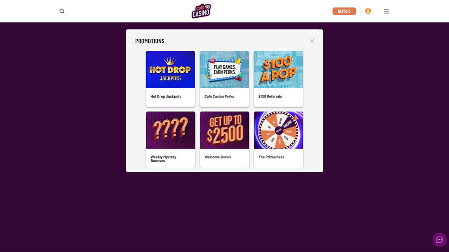 Cafe Casino Desktop Promotions