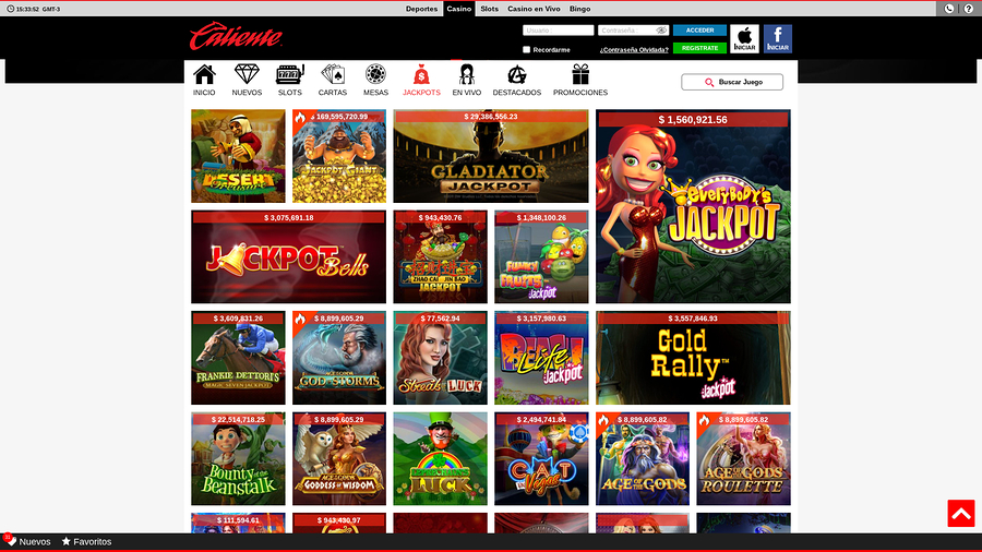 Caliente Casino Desktop Jackpot