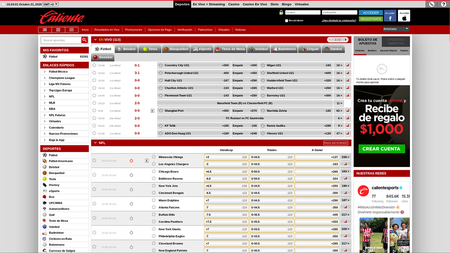 Caliente Casino Desktop Sports Betting