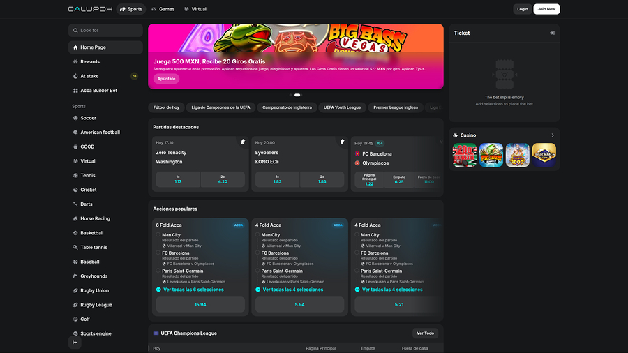 Calupoh Casino Desktop Homepage