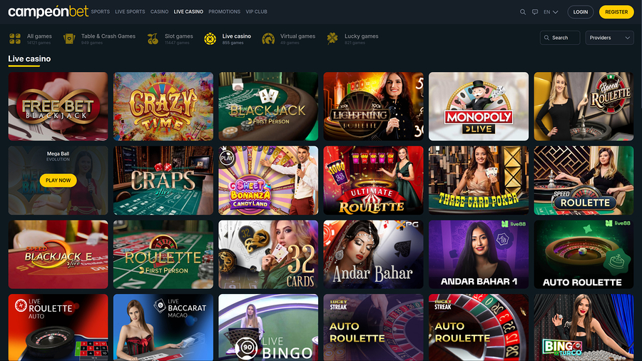 Campeonbet Casino Desktop Live Dealer