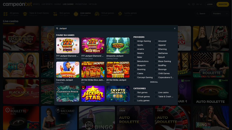 Campeonbet Casino Desktop Jackpot