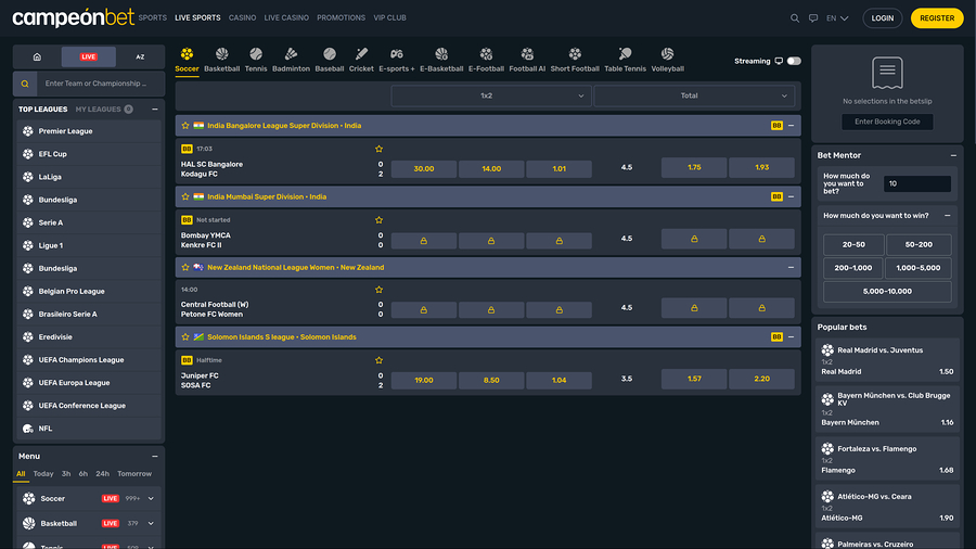 Campeonbet Casino Desktop Live Sports