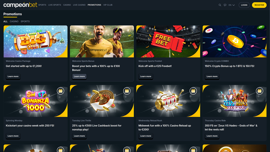 Campeonbet Casino Desktop Promotions