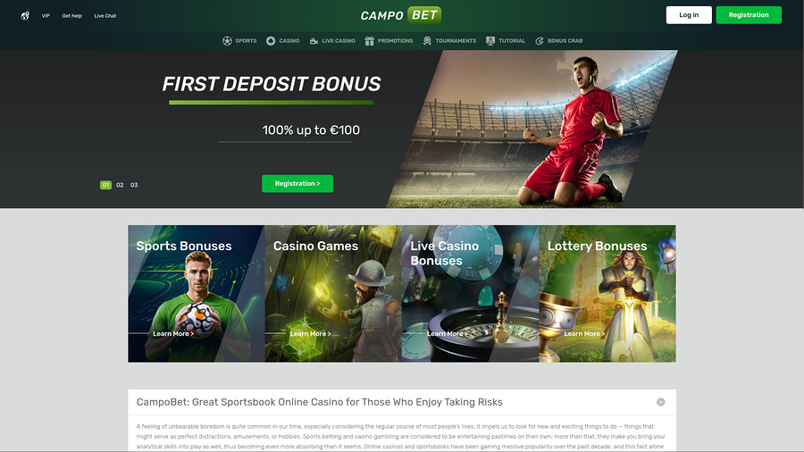 Campobet Casino Desktop Homepage