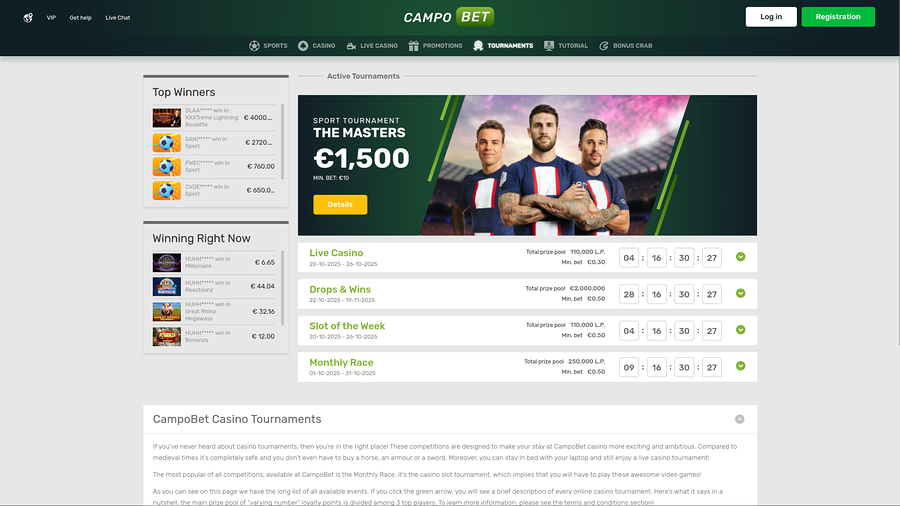 Campobet Casino Desktop Tournaments