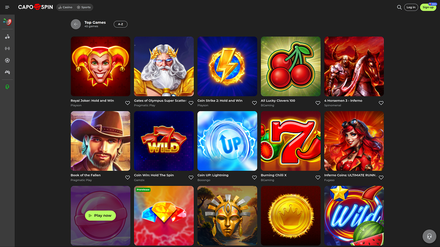 Capospin Casino Desktop Games