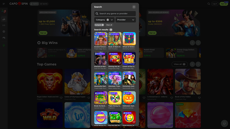 Capospin Casino Desktop Jackpot