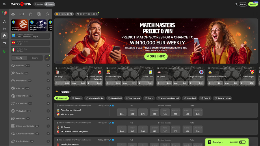 Capospin Casino Desktop Sports Betting