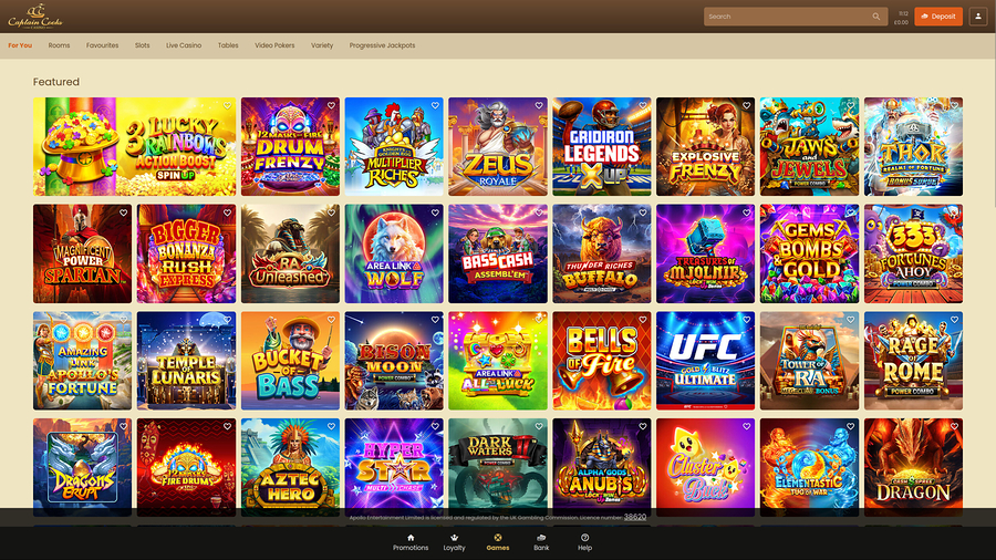 Captain Cooks Casino Desktop Games