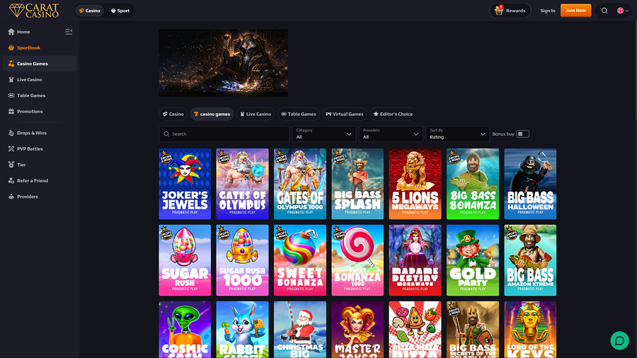 Juegos de escritorio de casino CaratCasino