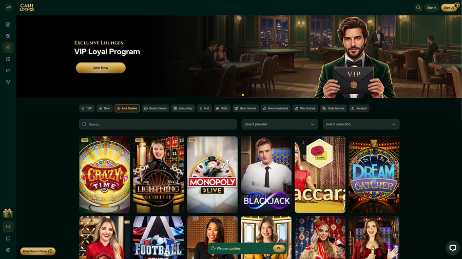 Cash Lounge Casino Desktop Live Dealer