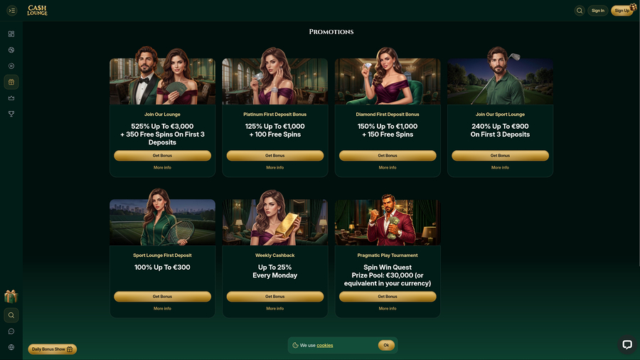 Cash Lounge Casino Desktop Promotions