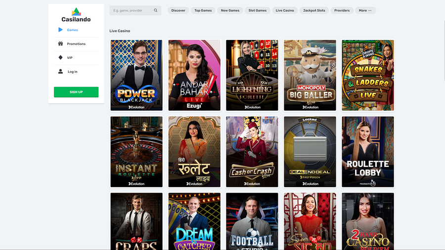 Casilando Casino Desktop Live Dealer