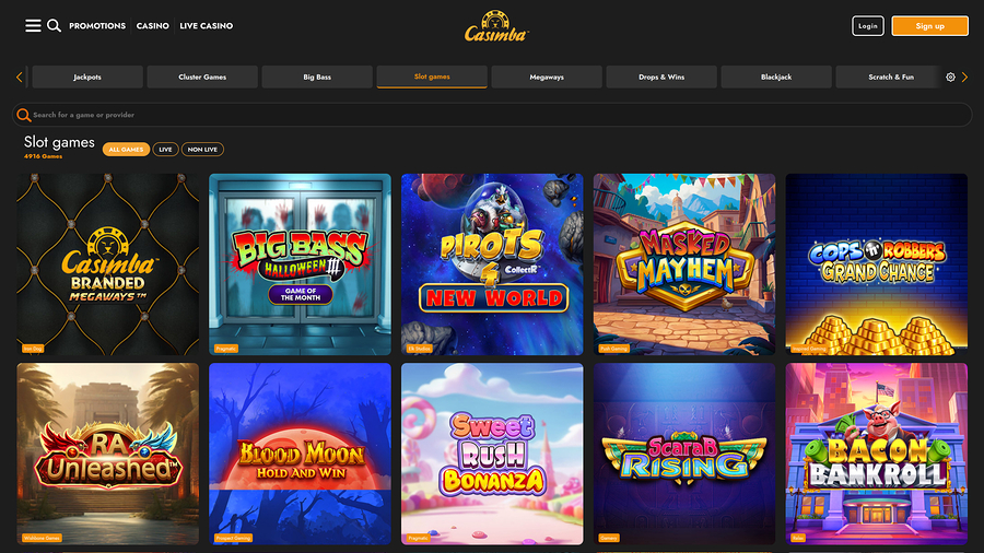 Casimba Casino Games Desktop