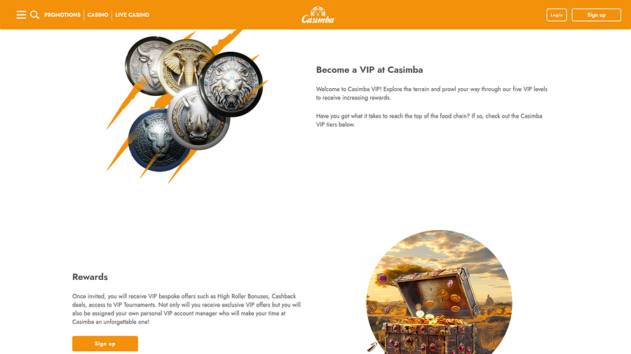 Casimba Casino Desktop VIP Program