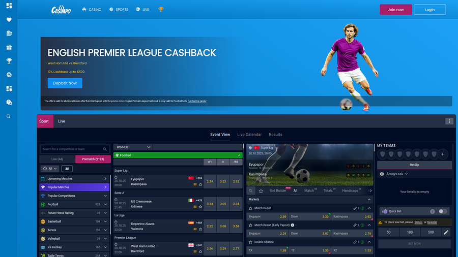 Casimpo Casino Sports Desktop