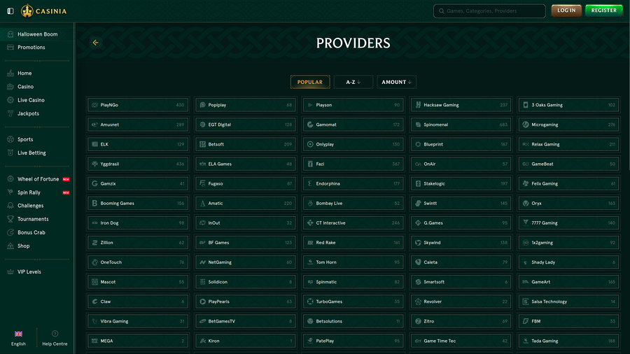 Casinia Casino Desktop Game Developers