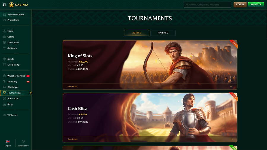 Casinia Casino Desktop Tournaments