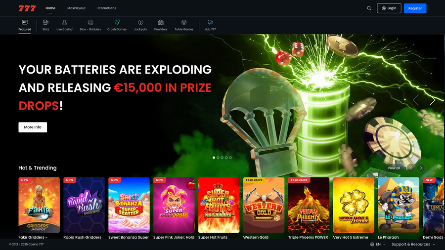 Casino 777 Desktop Homepage