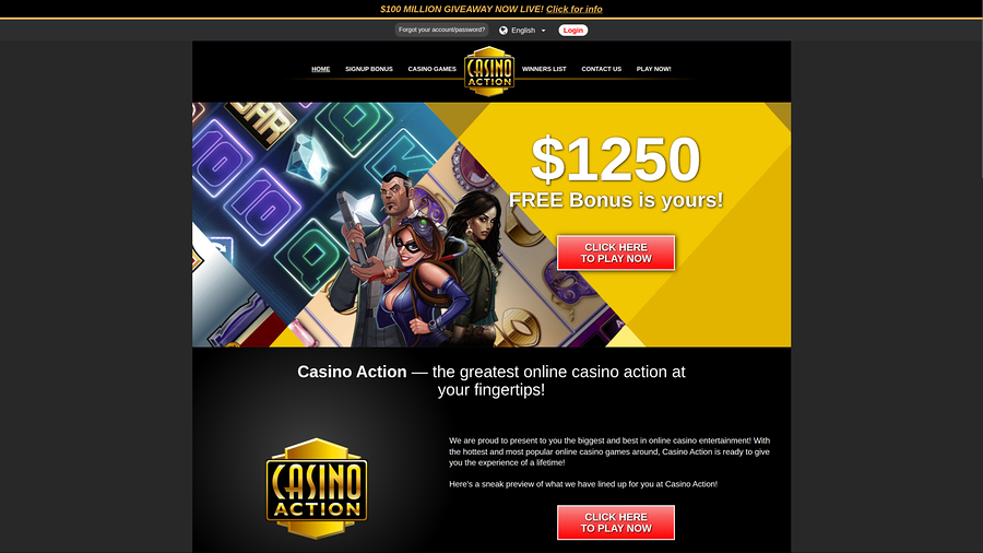 Casino Action Desktop Homepage