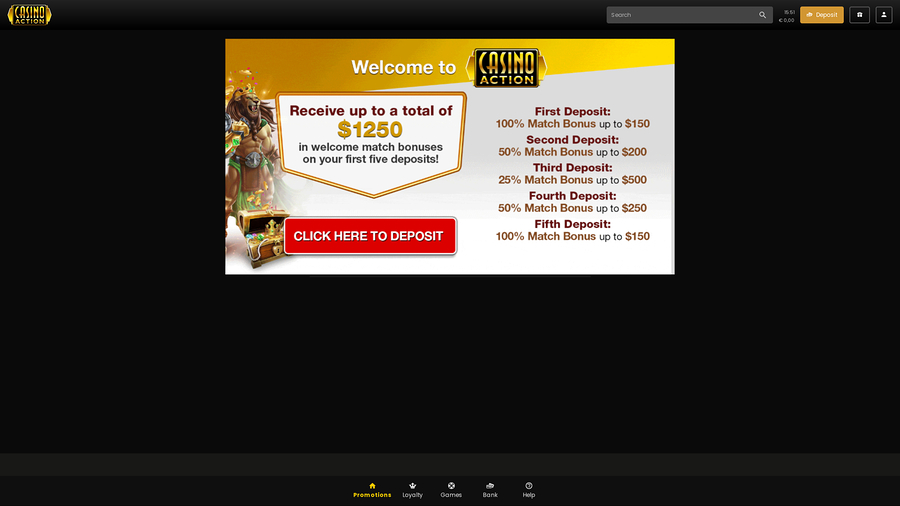 Casino Action Desktop Promotions