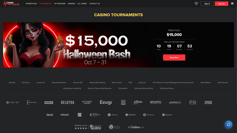 Casino Adrenaline Desktop Tournaments
