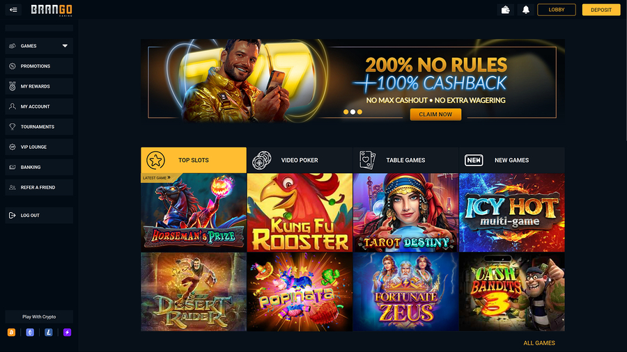 Casino Brango Desktop Homepage
