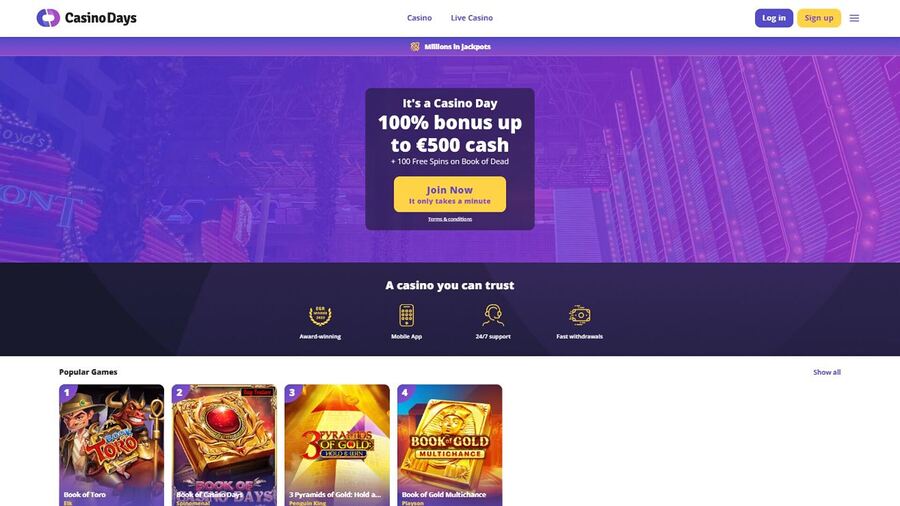 Casino Days Desktop Homepage