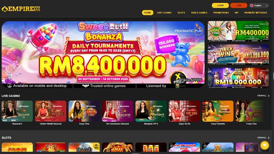 Casino Empire777 Desktop Homepage