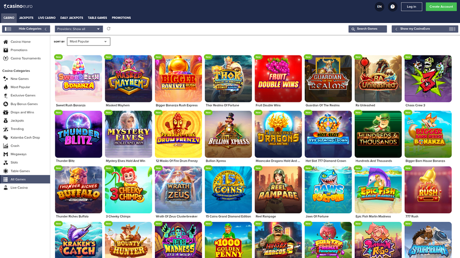 Casino Euro Desktop Games