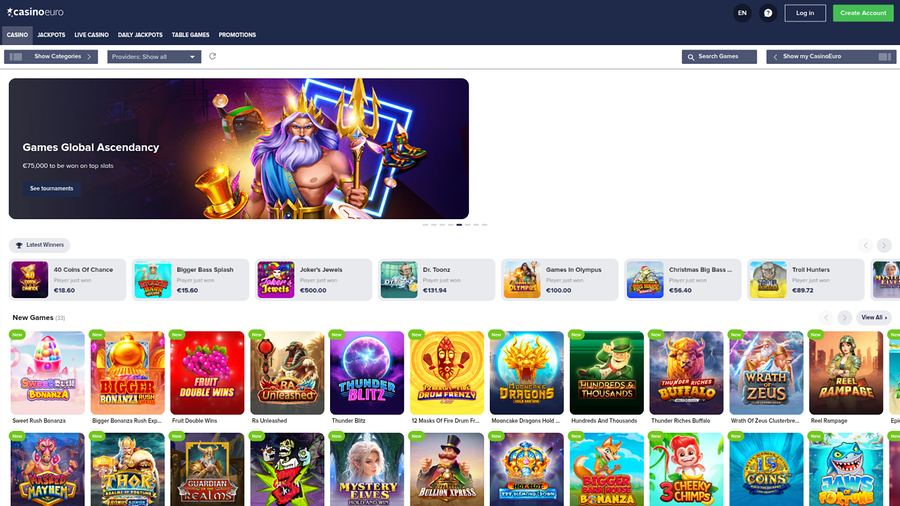 Casino Euro Desktop Homepage