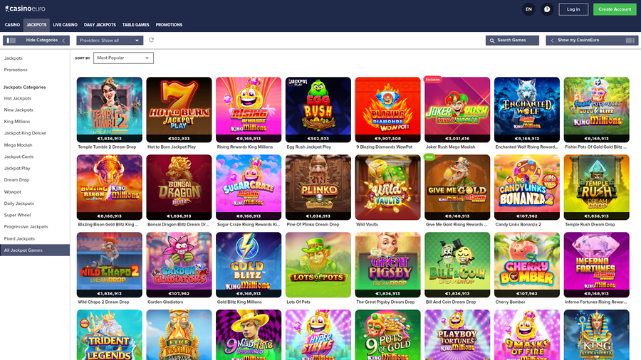 Casino Euro Desktop Jackpot