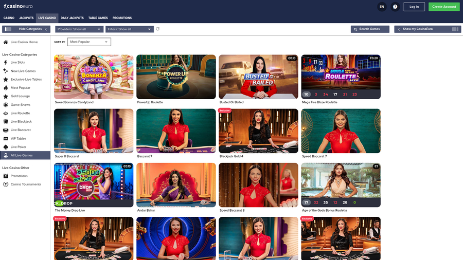 Casino Euro Desktop Live Dealer