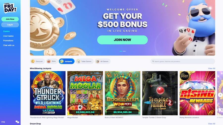 Casino Friday croupier dal vivo su mobile