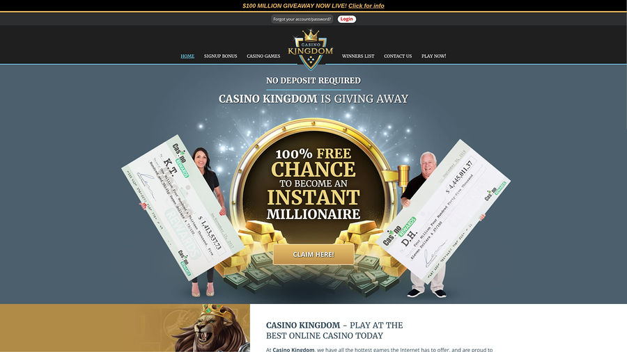 Casino Kingdom Desktop Homepage