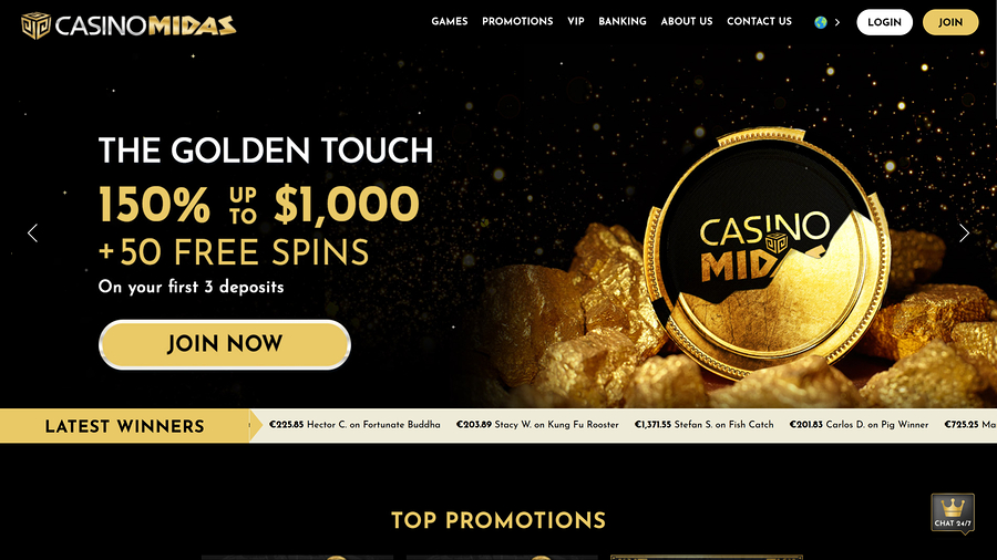 Casino Midas Desktop Homepage