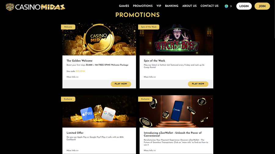 Casino Midas Desktop Promotions