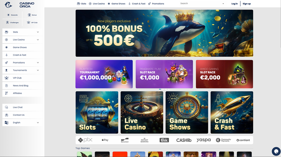 Casino Orca Página de inicio de escritorio