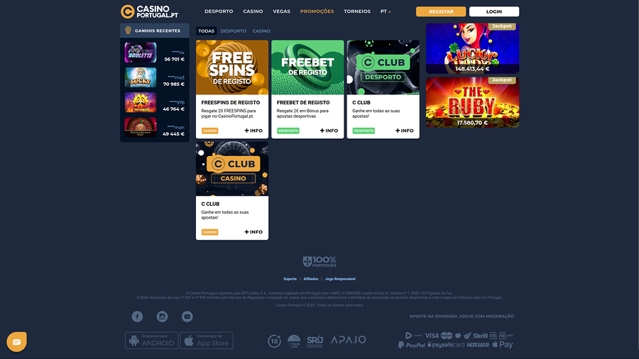 Casino Portugal Desktop Promotions