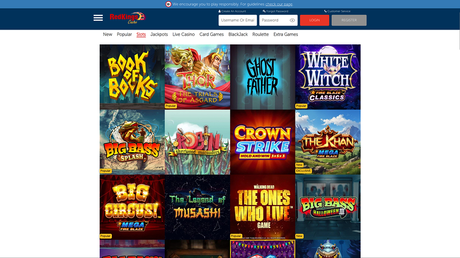 Juegos de Casino RedKings para escritorio