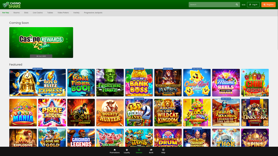 Casino Share Desktop Homepage