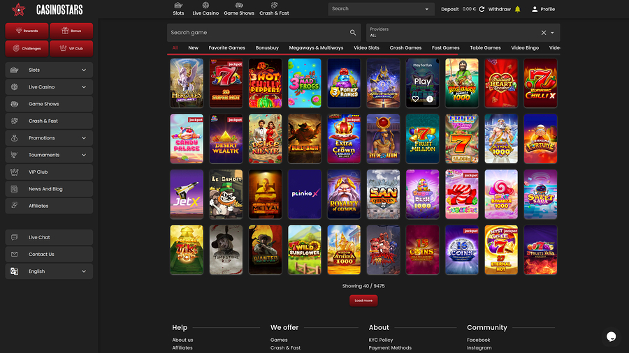 Juegos de Casino Stars en escritorio