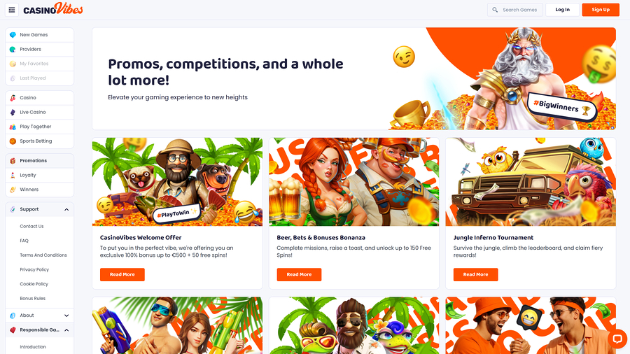 Casino Vibes Desktop Promotions