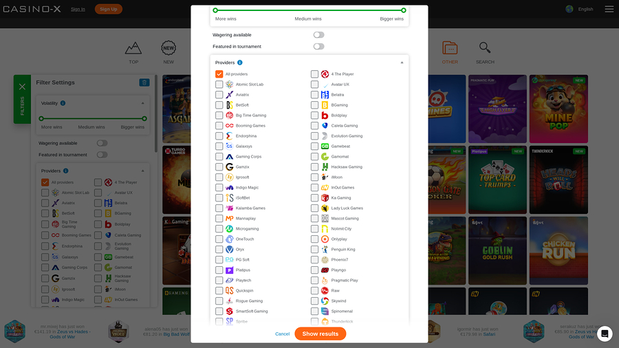 Casino X Desktop Game Developers