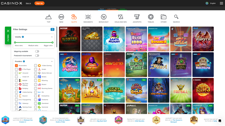 Casino X Desktop Games